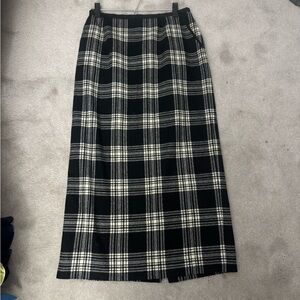 Pendleton Black and Cream Plaid Maxi Skirt